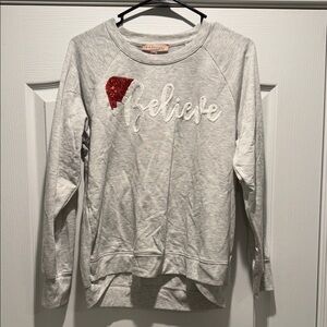 Philosophy Gray 'Believe' Sweatshirt with Red Accent